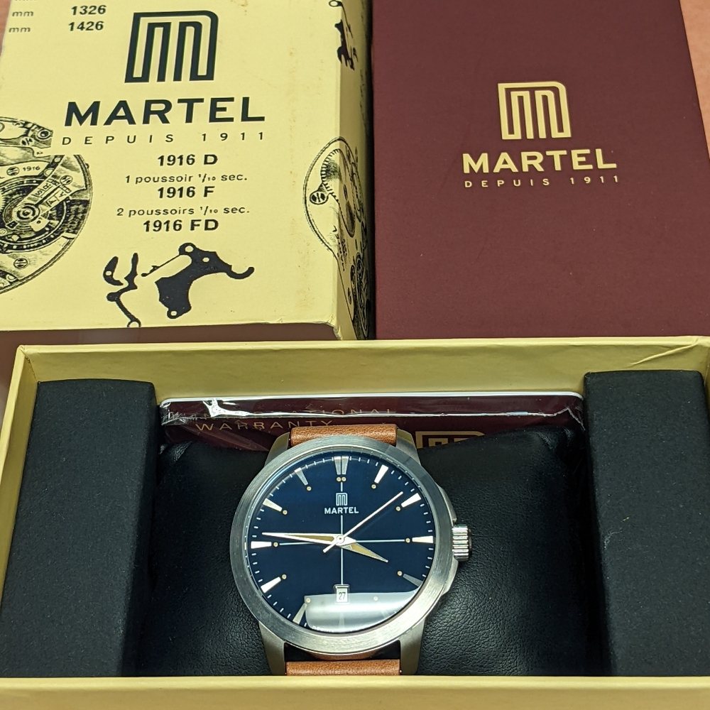 Martel Men's Blue Dial Leather Strap Wat